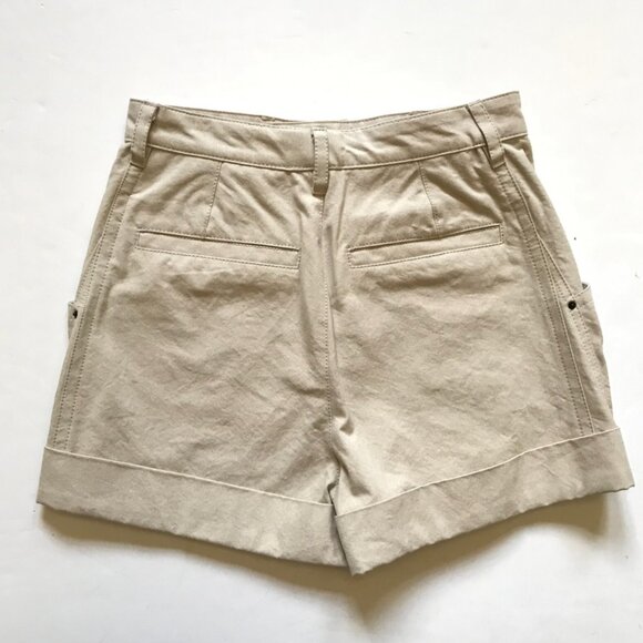 Isabel Marant Tulya Cotton Shorts Womens 36 Small 4 US Khaki Beige High Rise - Picture 13 of 14